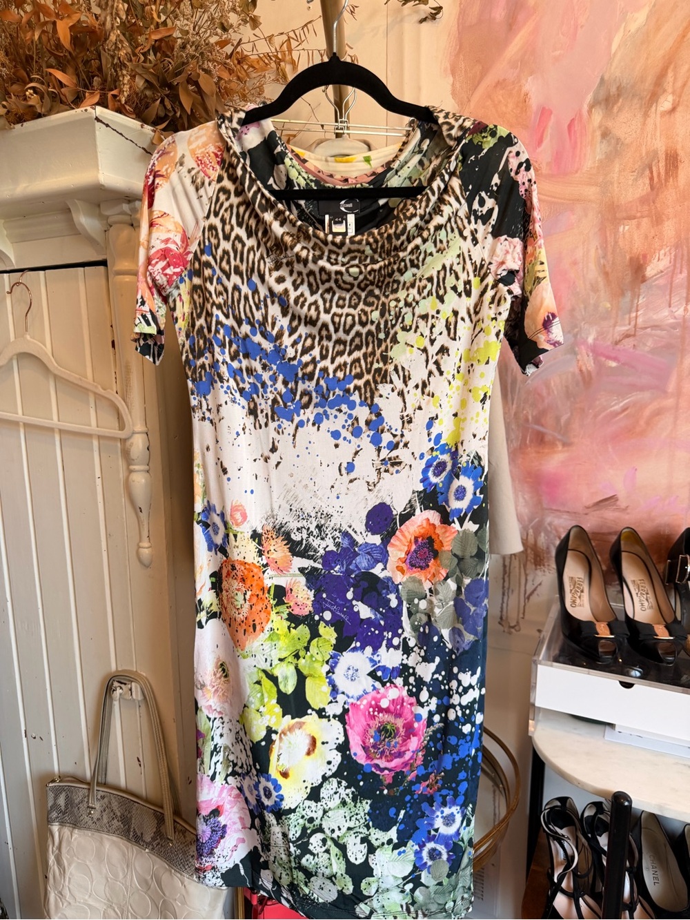 Just Cavalli Multicolor Animal & Abstract Print Top